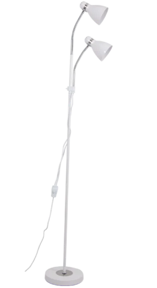 Industrial Style Floor Lamp with Exposed Bulbs for Loft ApartmentsWhite & Chrome Floor Lamp with Gooseneck Arms Industrial Style Floor Lamp with Exposed Bulbs for Loft ApartmentsWhite & Chrome Floor Lamp with Gooseneck Arms