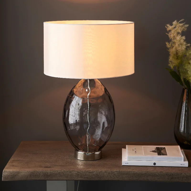wooden table lamps with natural grain for a warm and organic feelAmos Athena Table Lamp Grey Tinted Glass with Shade wooden table lamps with natural grain for a warm and organic feelAmos Athena Table Lamp Grey Tinted Glass with Shade