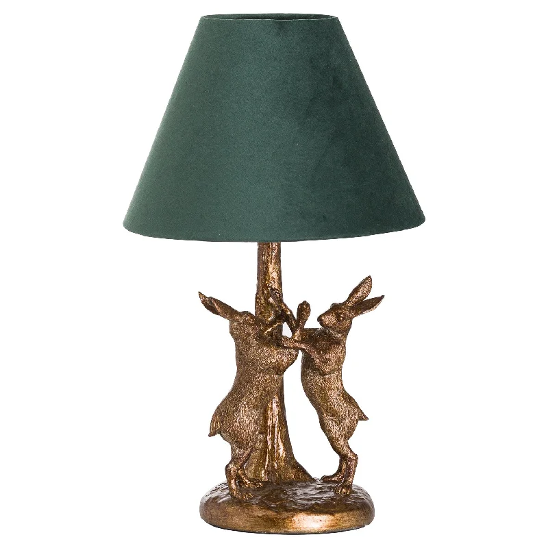 fabric table lamps with a linen shade for a relaxed and breathable lookAntique Gold Marching Hares Lamp With Green Velvet Shade fabric table lamps with a linen shade for a relaxed and breathable lookAntique Gold Marching Hares Lamp With Green Velvet Shade