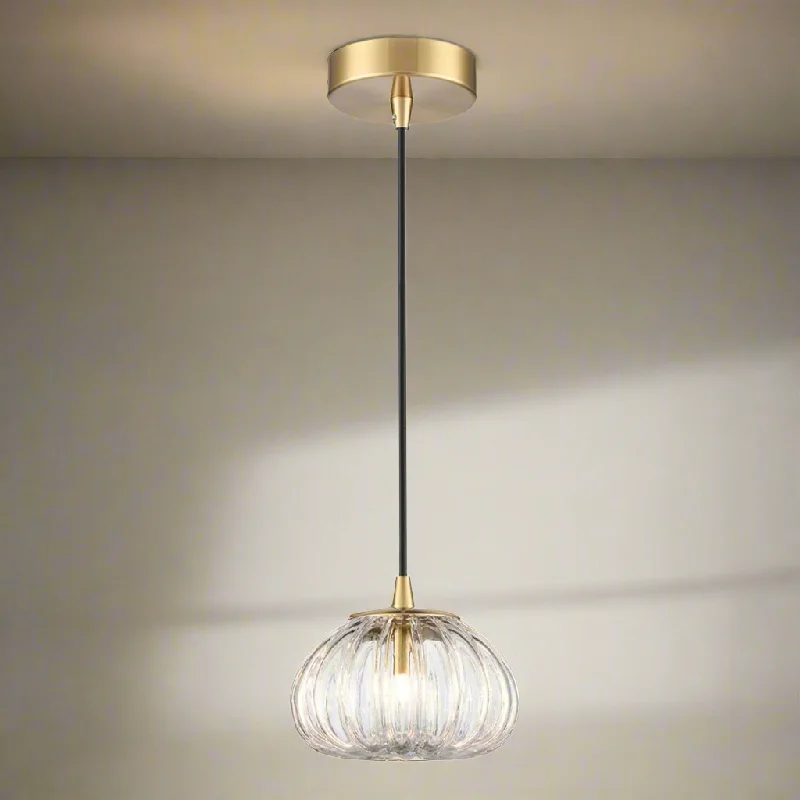 Japanese - Inspired Ceiling Lights with Shoji - Screen - like DiffusersBrass & Ribbed Glass Pendant Light 14 cm Japanese - Inspired Ceiling Lights with Shoji - Screen - like DiffusersBrass & Ribbed Glass Pendant Light 14 cm