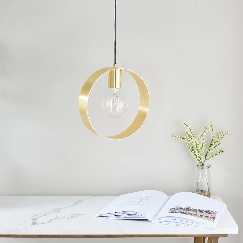 Mid - Century Modern Ceiling Lights with Simple, Sleek LinesEndon Hoop Single Pendant Brushed Brass Mid - Century Modern Ceiling Lights with Simple, Sleek LinesEndon Hoop Single Pendant Brushed Brass