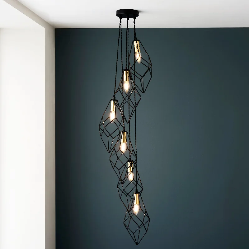 Art Deco Ceiling Lights with Geometric Patterns and Metallic FinishesEndon Jaxon 6lt Cluster Pendant Art Deco Ceiling Lights with Geometric Patterns and Metallic FinishesEndon Jaxon 6lt Cluster Pendant