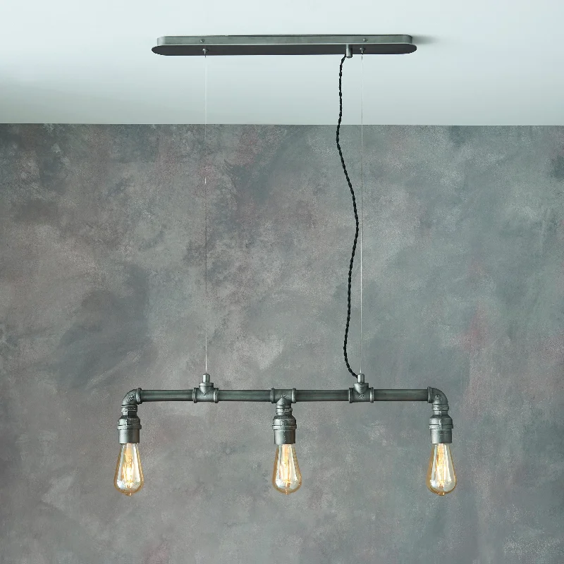 Gothic Ceiling Lights with Dark Metalwork and Pointed ArchesEndon Pipe 3lt Pendant