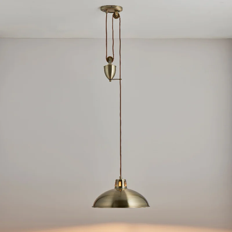 Indian - Themed Ceiling Lights with Intricate Filigree and Mirror WorkEndon Polka Rise & Fall Pendant Antique Brass Indian - Themed Ceiling Lights with Intricate Filigree and Mirror WorkEndon Polka Rise & Fall Pendant Antique Brass
