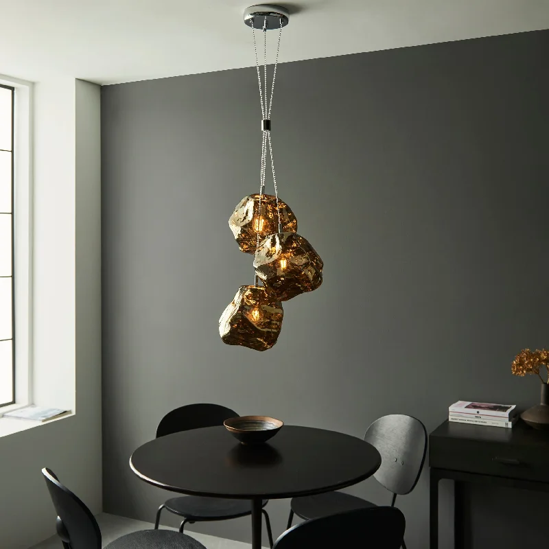 Chinese - Style Ceiling Lights with Red Lantern - Inspired DesignsEndon Rock 3lt Pendant Cluster Bronze Chinese - Style Ceiling Lights with Red Lantern - Inspired DesignsEndon Rock 3lt Pendant Cluster Bronze