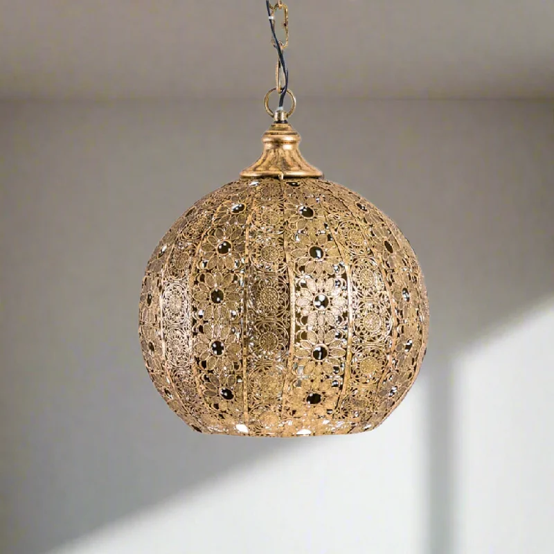 Tropical - Themed Ceiling Lights with Palm - Leaf Shapes and Rattan WrapsMoroccan Gilt Pierced Globe Ceiling Light - Clearance Tropical - Themed Ceiling Lights with Palm - Leaf Shapes and Rattan WrapsMoroccan Gilt Pierced Globe Ceiling Light - Clearance