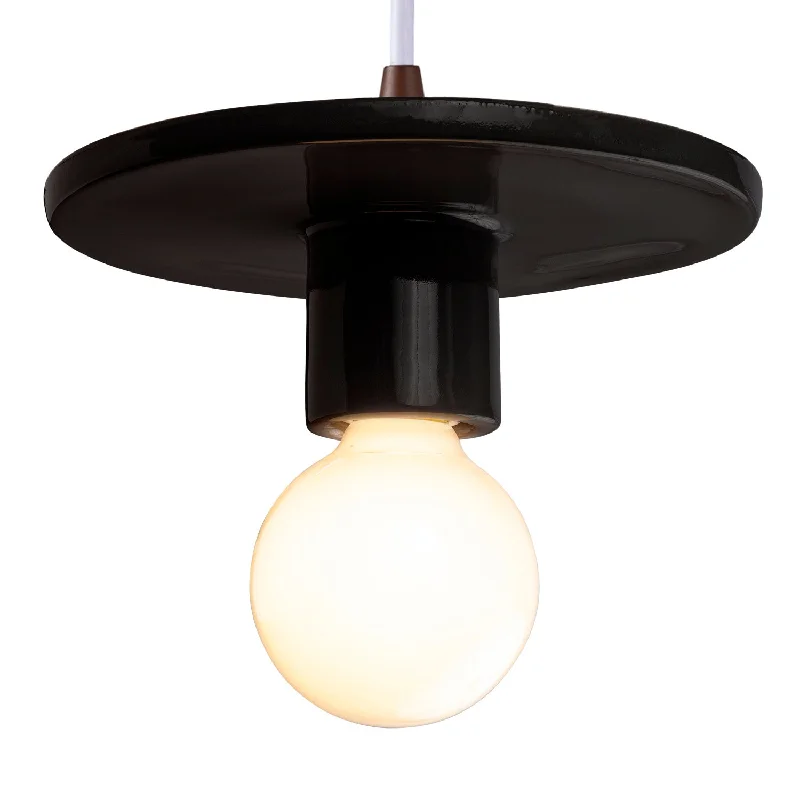Industrial Style Ceiling Lights with Exposed Bulbs and Metal CagesJustice Designs Radiance Collection CER-6320-BLK-DBRZ-WTCD Pendant Light - Gloss Black Industrial Style Ceiling Lights with Exposed Bulbs and Metal CagesJustice Designs Radiance Collection CER-6320-BLK-DBRZ-WTCD Pendant Light - Gloss Black