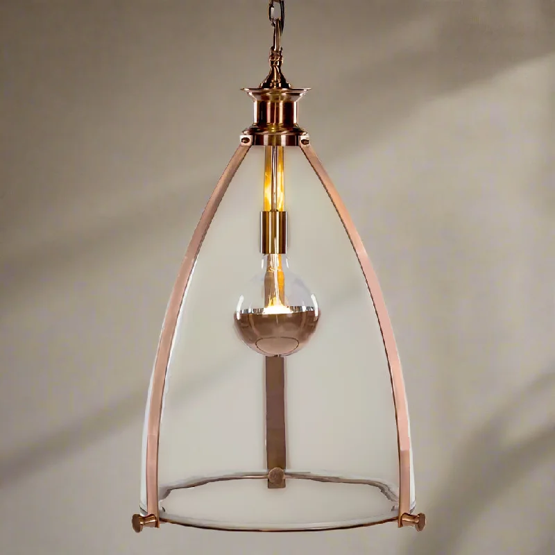Indian - Themed Ceiling Lights with Intricate Filigree and Mirror WorkLarge Copper & Clear Glass Clad Pendant 70 cm Indian - Themed Ceiling Lights with Intricate Filigree and Mirror WorkLarge Copper & Clear Glass Clad Pendant 70 cm