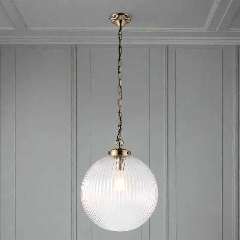 Crystal Ceiling Lights with High - Quality Swarovski CrystalsLarge Ribbed Glass Globe Pendant W: 35 cm Crystal Ceiling Lights with High - Quality Swarovski CrystalsLarge Ribbed Glass Globe Pendant W: 35 cm