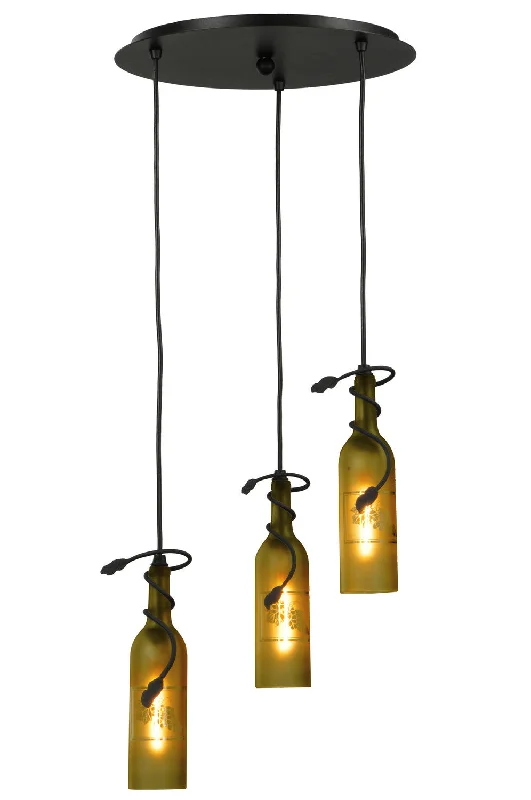 Glass Ceiling Lights with Frosted, Colored, or Etched GlassThree Light Pendant