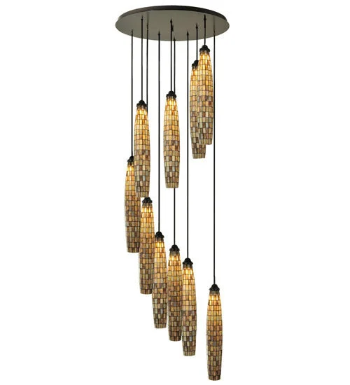 Glass Ceiling Lights with Frosted, Colored, or Etched GlassTen Light Pendant