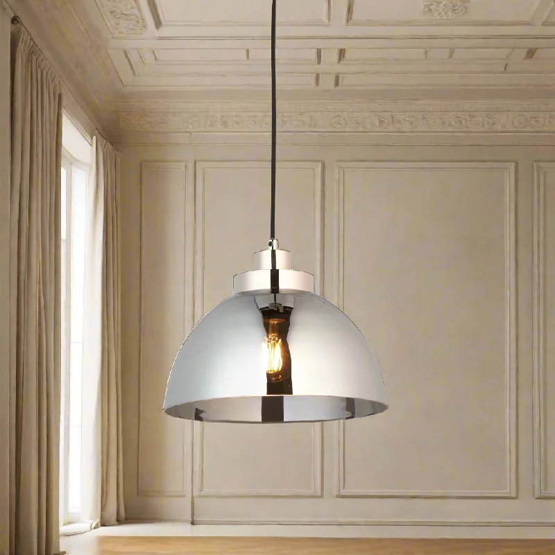 Scandinavian Style Ceiling Lights with Light Wood AccentsNickel Plated & Mirrored tinted Glass Pendant 27 cm Scandinavian Style Ceiling Lights with Light Wood AccentsNickel Plated & Mirrored tinted Glass Pendant 27 cm