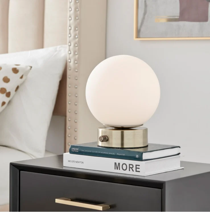 coastal style table lamps with nautical elements for beach housesReon Frosted Globe Table Lamp