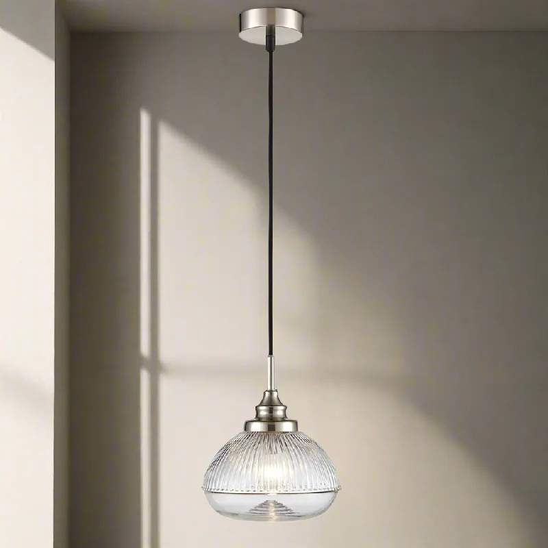 Scandinavian Style Ceiling Lights with Light Wood AccentsSatin Nickel & Ribbed Glass Pendant Light Scandinavian Style Ceiling Lights with Light Wood AccentsSatin Nickel & Ribbed Glass Pendant Light
