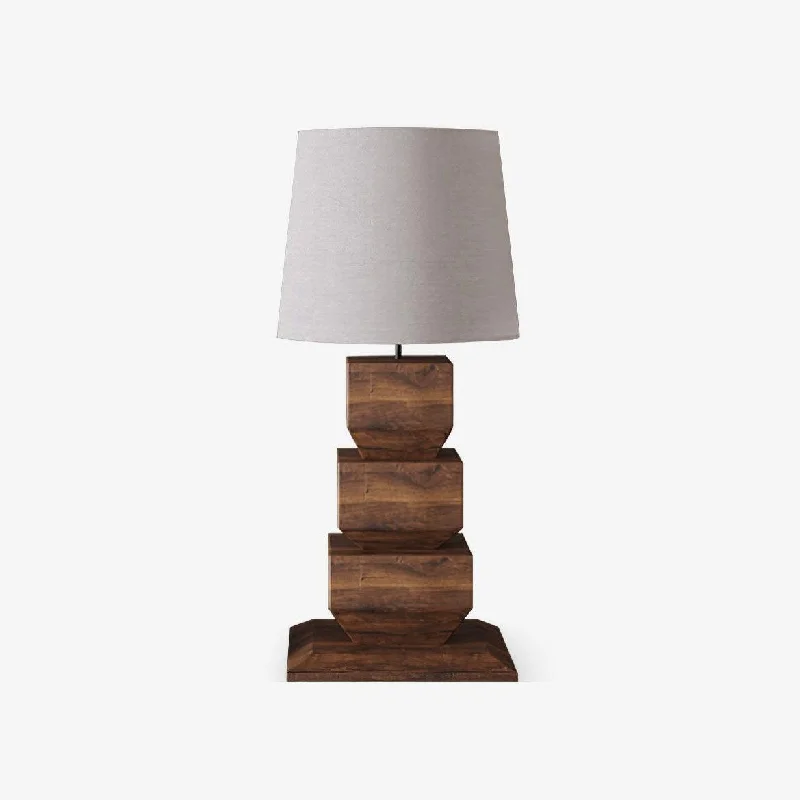 rustic farmhouse table lamps for cozy kitchensStacked Wooden Table Lamp