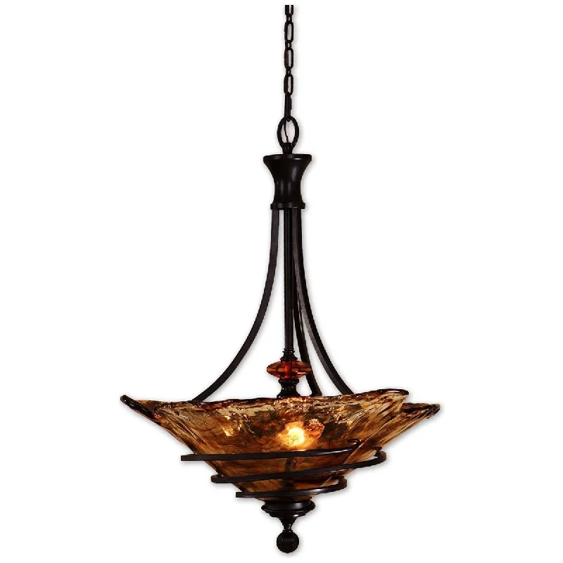 Indian - Themed Ceiling Lights with Intricate Filigree and Mirror WorkUttermost Vitalia 3-Light Oil Rubbed Bronze Pendant Indian - Themed Ceiling Lights with Intricate Filigree and Mirror WorkUttermost Vitalia 3-Light Oil Rubbed Bronze Pendant
